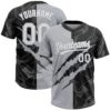 Custom Graffiti Pattern White Black-Gray 3D Scratch Two-Button Unisex Softball Jersey