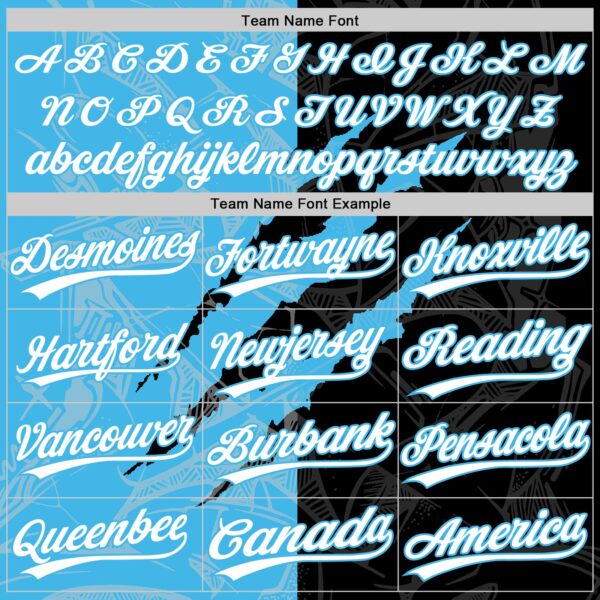 Custom Graffiti Pattern White Black-Sky Blue 3D Scratch Two-Button Unisex Softball Jersey