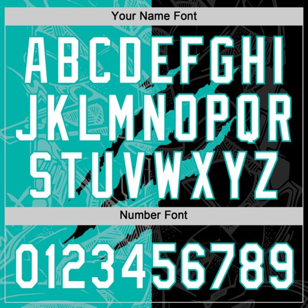 Custom Graffiti Pattern White Black-Aqua 3D Scratch Two-Button Unisex Softball Jersey