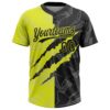 Custom Graffiti Pattern Black-Neon Yellow 3D Scratch Two-Button Unisex Softball Jersey