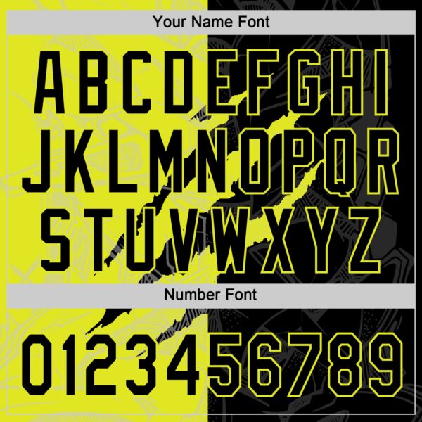 Custom Graffiti Pattern Black-Neon Yellow 3D Scratch Two-Button Unisex Softball Jersey