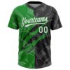 Custom Graffiti Pattern White Black-Grass Green 3D Scratch Two-Button Unisex Softball Jersey