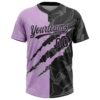 Custom Graffiti Pattern Black-Light Purple 3D Scratch Two-Button Unisex Softball Jersey