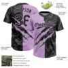 Custom Graffiti Pattern Black-Light Purple 3D Scratch Two-Button Unisex Softball Jersey