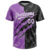 Custom Graffiti Pattern White Black-Medium Purple 3D Scratch Two-Button Unisex Softball Jersey