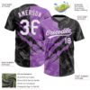 Custom Graffiti Pattern White Black-Medium Purple 3D Scratch Two-Button Unisex Softball Jersey