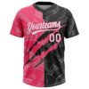 Custom Graffiti Pattern White Black-Neon Pink 3D Scratch Two-Button Unisex Softball Jersey