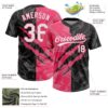Custom Graffiti Pattern White Black-Neon Pink 3D Scratch Two-Button Unisex Softball Jersey