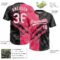 Custom Graffiti Pattern White Black-Neon Pink 3D Scratch Two-Button Unisex Softball Jersey