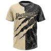 Custom Graffiti Pattern Black-Cream 3D Scratch Two-Button Unisex Softball Jersey