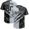 Custom Graffiti Pattern Black-Silver 3D Scratch Two-Button Unisex Softball Jersey