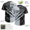 Custom Graffiti Pattern Black-Silver 3D Scratch Two-Button Unisex Softball Jersey