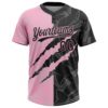 Custom Graffiti Pattern Black-Light Pink 3D Scratch Two-Button Unisex Softball Jersey