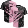Custom Graffiti Pattern Black-Light Pink 3D Scratch Two-Button Unisex Softball Jersey