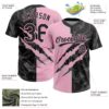 Custom Graffiti Pattern Black-Light Pink 3D Scratch Two-Button Unisex Softball Jersey