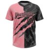 Custom Graffiti Pattern Black-Medium Pink 3D Scratch Two-Button Unisex Softball Jersey