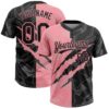 Custom Graffiti Pattern Black-Medium Pink 3D Scratch Two-Button Unisex Softball Jersey