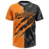 Custom Graffiti Pattern Black-Bay Orange 3D Scratch Two-Button Unisex Softball Jersey