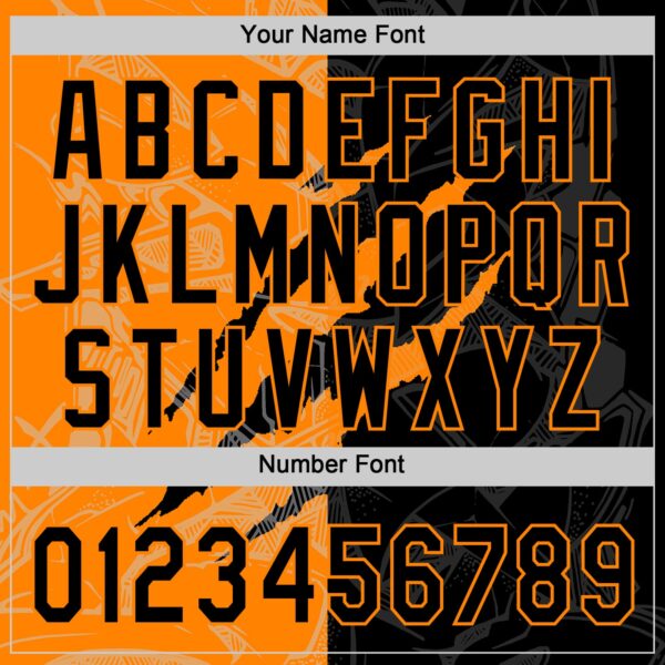 Custom Graffiti Pattern Black-Bay Orange 3D Scratch Two-Button Unisex Softball Jersey