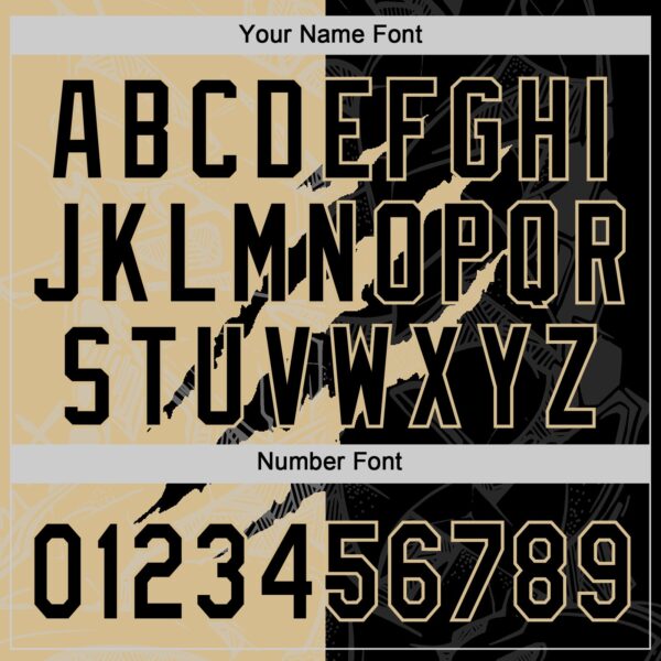 Custom Graffiti Pattern Black-Vegas Gold 3D Scratch Two-Button Unisex Softball Jersey