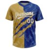 Custom Graffiti Pattern White Royal-Old Gold 3D Scratch Two-Button Unisex Softball Jersey