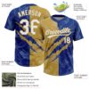 Custom Graffiti Pattern White Royal-Old Gold 3D Scratch Two-Button Unisex Softball Jersey