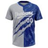 Custom Graffiti Pattern White Royal-Gray 3D Scratch Two-Button Unisex Softball Jersey