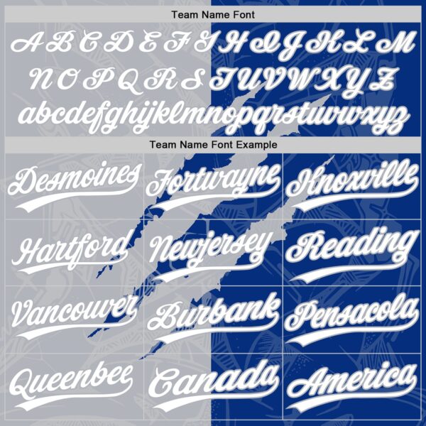 Custom Graffiti Pattern White Royal-Gray 3D Scratch Two-Button Unisex Softball Jersey