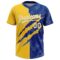 Custom Graffiti Pattern White Royal-Yellow 3D Scratch Two-Button Unisex Softball Jersey