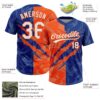 Custom Graffiti Pattern White Royal-Orange 3D Scratch Two-Button Unisex Softball Jersey