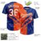 Custom Graffiti Pattern White Royal-Orange 3D Scratch Two-Button Unisex Softball Jersey