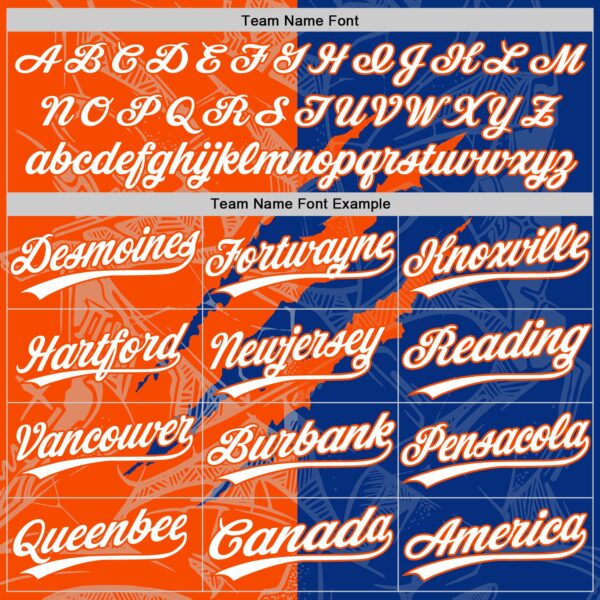 Custom Graffiti Pattern White Royal-Orange 3D Scratch Two-Button Unisex Softball Jersey