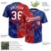 Custom Graffiti Pattern White Royal-Red 3D Scratch Two-Button Unisex Softball Jersey