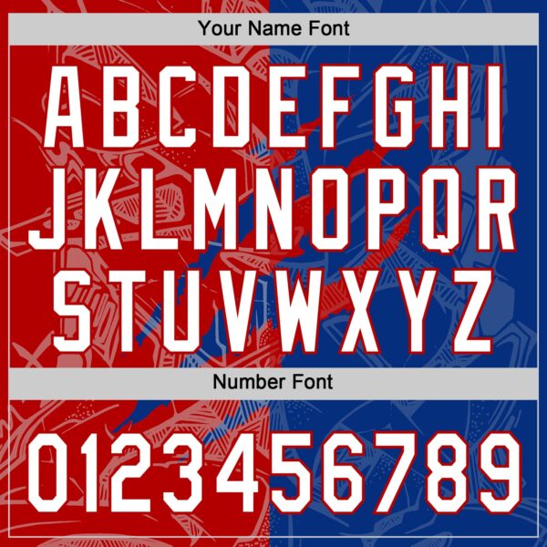 Custom Graffiti Pattern White Royal-Red 3D Scratch Two-Button Unisex Softball Jersey