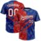 Custom Graffiti Pattern White Royal-Red 3D Scratch Two-Button Unisex Softball Jersey