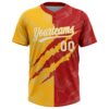 Custom Graffiti Pattern White Red-Gold 3D Scratch Two-Button Unisex Softball Jersey