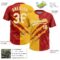 Custom Graffiti Pattern White Red-Gold 3D Scratch Two-Button Unisex Softball Jersey