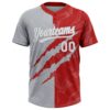 Custom Graffiti Pattern White Red-Gray 3D Scratch Two-Button Unisex Softball Jersey