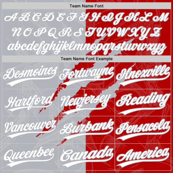 Custom Graffiti Pattern White Red-Gray 3D Scratch Two-Button Unisex Softball Jersey