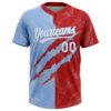 Custom Graffiti Pattern White Red-Light Blue 3D Scratch Two-Button Unisex Softball Jersey