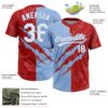 Custom Graffiti Pattern White Red-Light Blue 3D Scratch Two-Button Unisex Softball Jersey