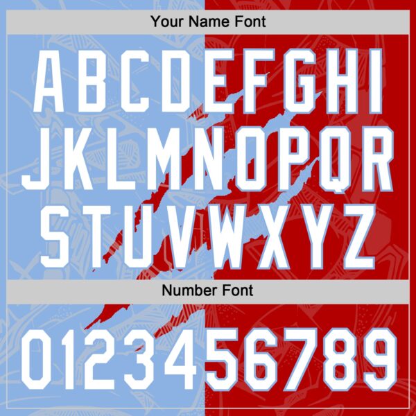 Custom Graffiti Pattern White Red-Light Blue 3D Scratch Two-Button Unisex Softball Jersey