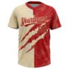Custom Graffiti Pattern Red-Cream 3D Scratch Two-Button Unisex Softball Jersey