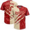 Custom Graffiti Pattern Red-Cream 3D Scratch Two-Button Unisex Softball Jersey