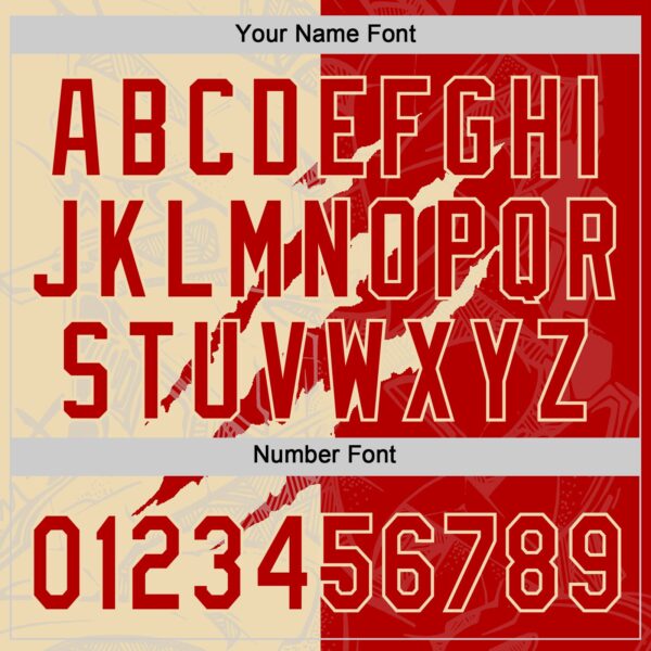 Custom Graffiti Pattern Red-Cream 3D Scratch Two-Button Unisex Softball Jersey