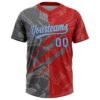 Custom Graffiti Pattern Light Blue Red-Steel Gray 3D Scratch Two-Button Unisex Softball Jersey