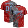 Custom Graffiti Pattern Light Blue Red-Steel Gray 3D Scratch Two-Button Unisex Softball Jersey