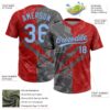 Custom Graffiti Pattern Light Blue Red-Steel Gray 3D Scratch Two-Button Unisex Softball Jersey