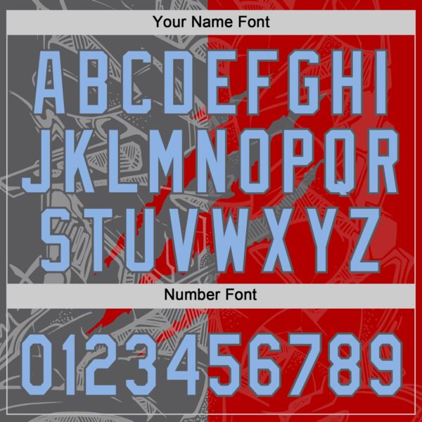 Custom Graffiti Pattern Light Blue Red-Steel Gray 3D Scratch Two-Button Unisex Softball Jersey