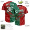 Custom Graffiti Pattern White Red-Kelly Green 3D Scratch Two-Button Unisex Softball Jersey